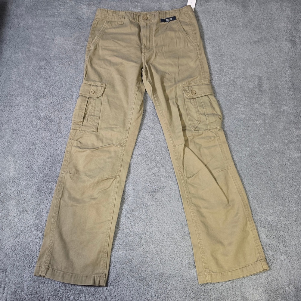 Faded Glory Boys Size 16 Cargo Pants Dark Khaki Adjustable Waist Cotton Utility